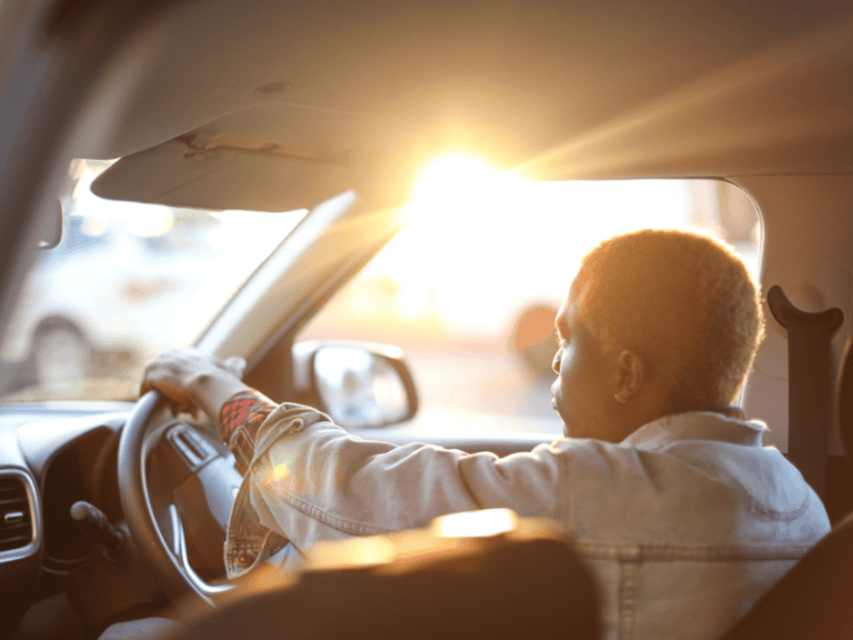 Viaje en coche con Nando al atardecer, disfrutando del paisaje y la tranquilidad del momento.